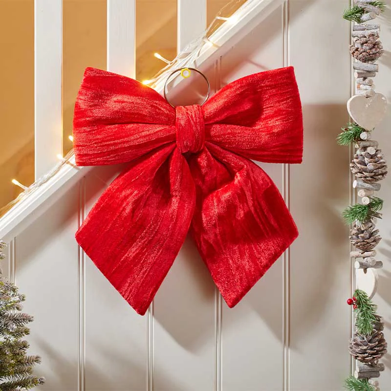 34cm Velvet Bow - Ruby