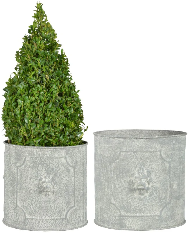AM107 - ROUND LION HEAD PLANTERS (SET OF