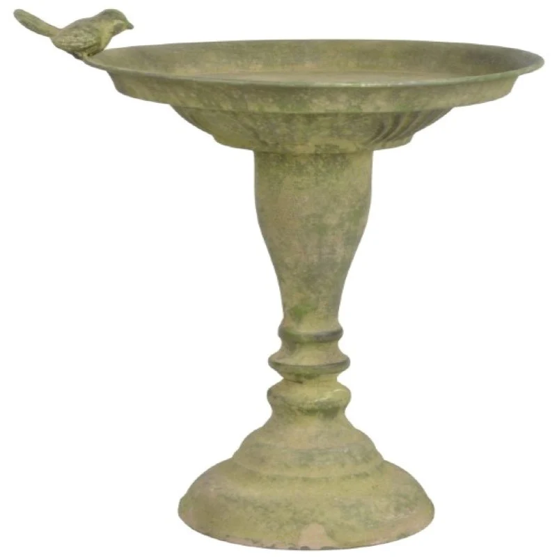 AM80 - AGED METAL GREEN STANDING BIRD BAT