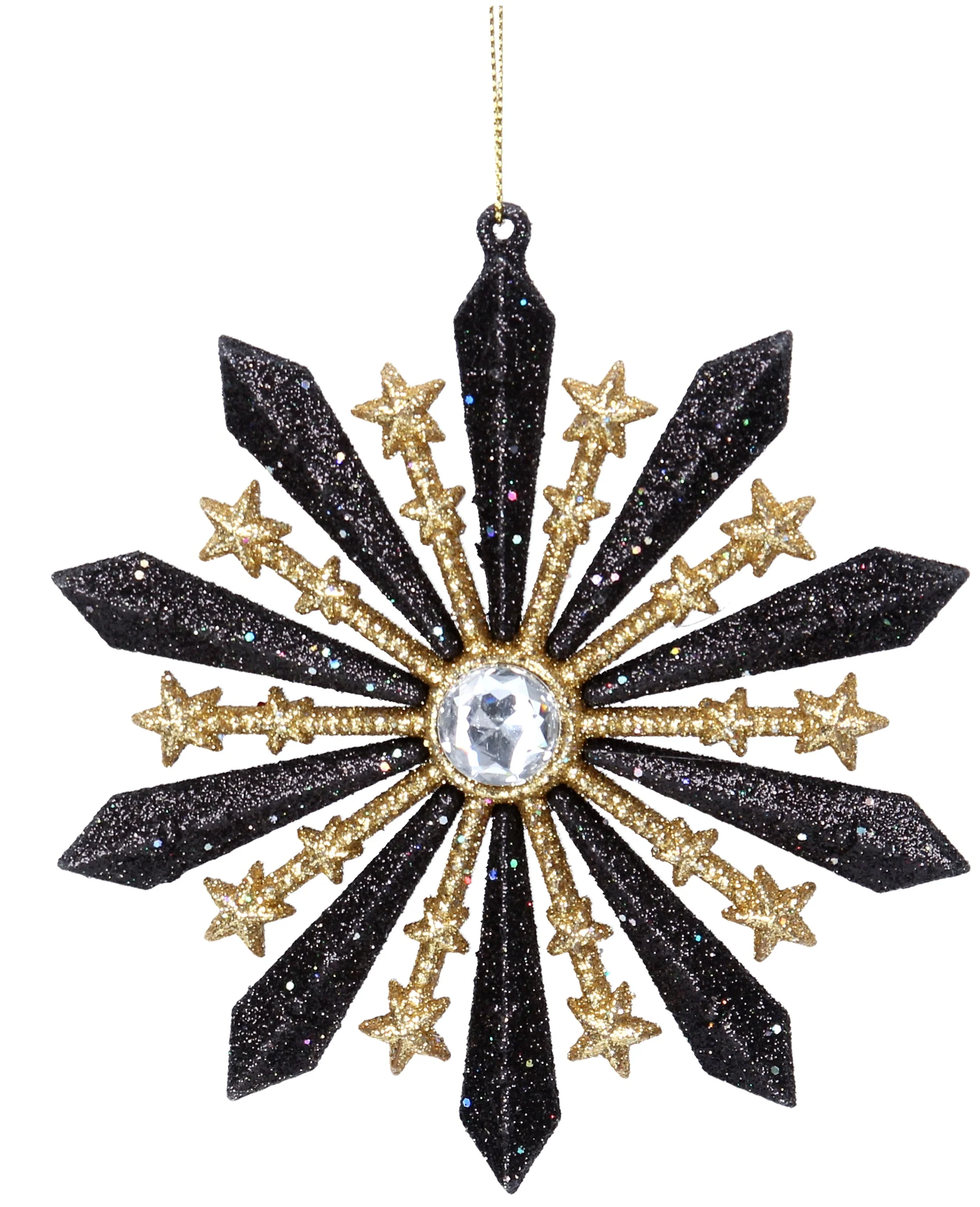 Black/Gold Glitter Starburst Dec, 2as - Image 2