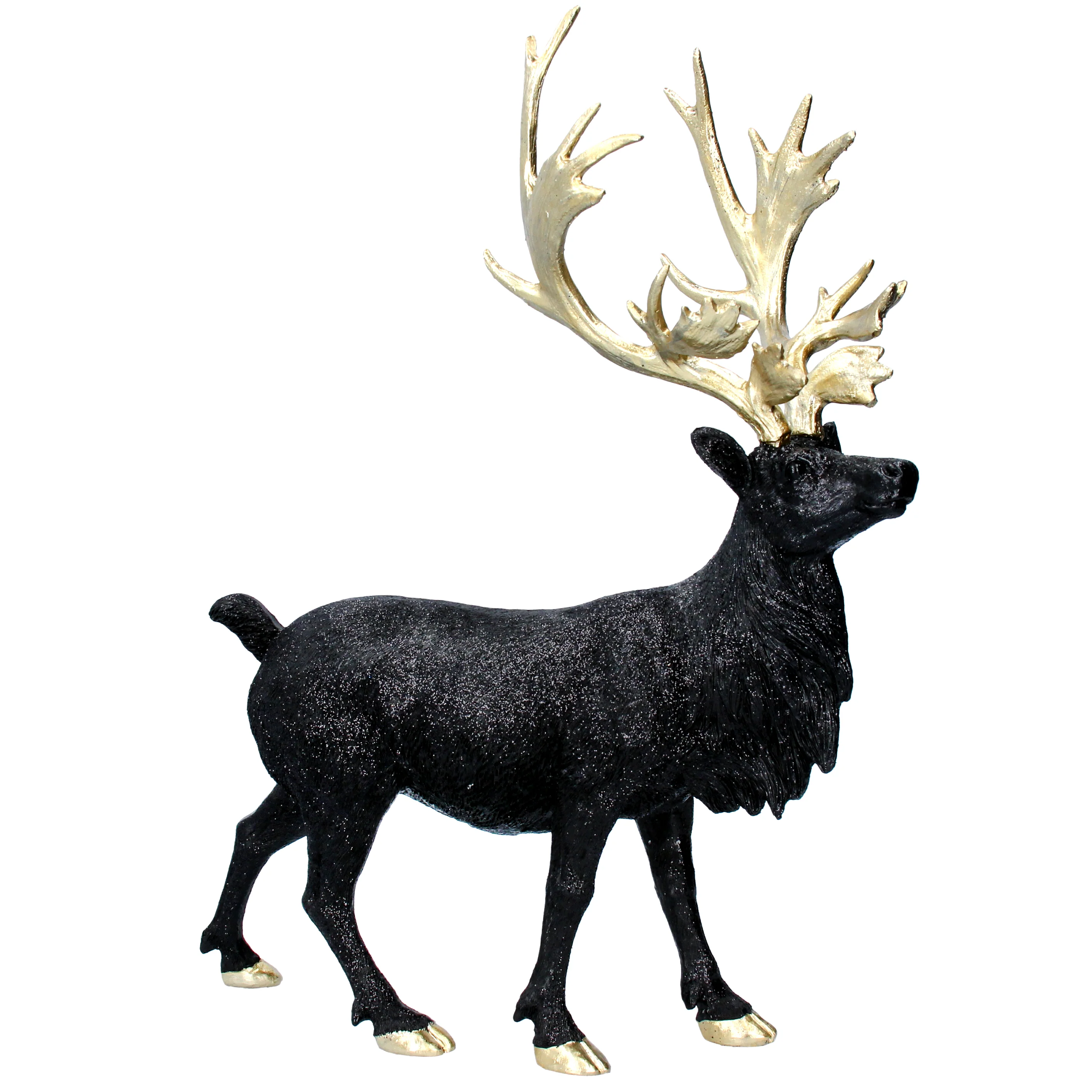 Black/Gold Resin Stag Orn, Lge