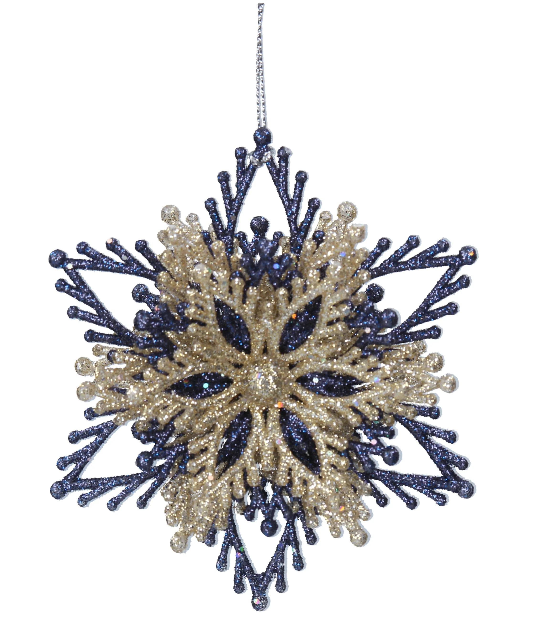 Blue/Gold Glitter/Acrylic Layered Snowfla - Image 2