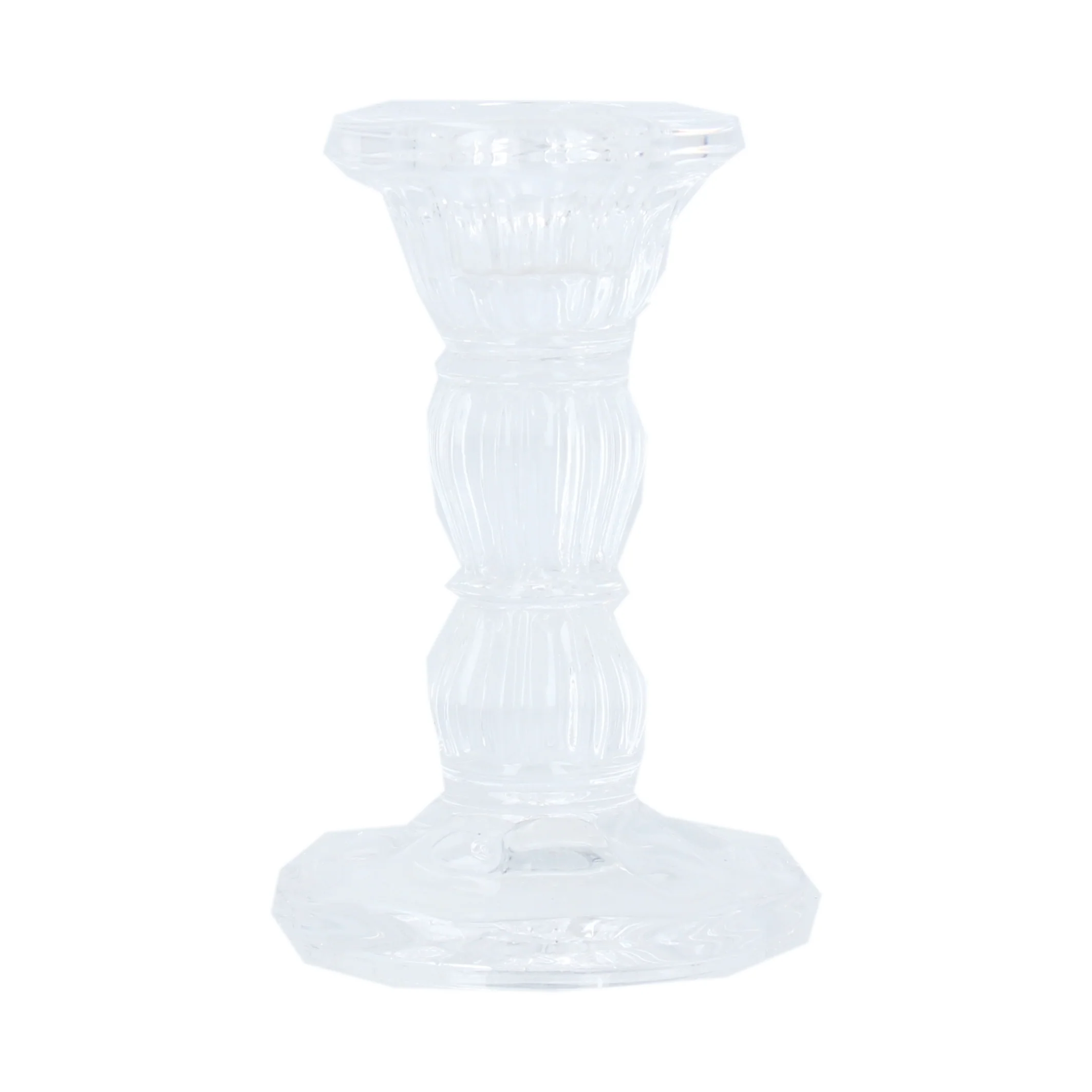 Clear Glass Moulded Candlestick, Sml
