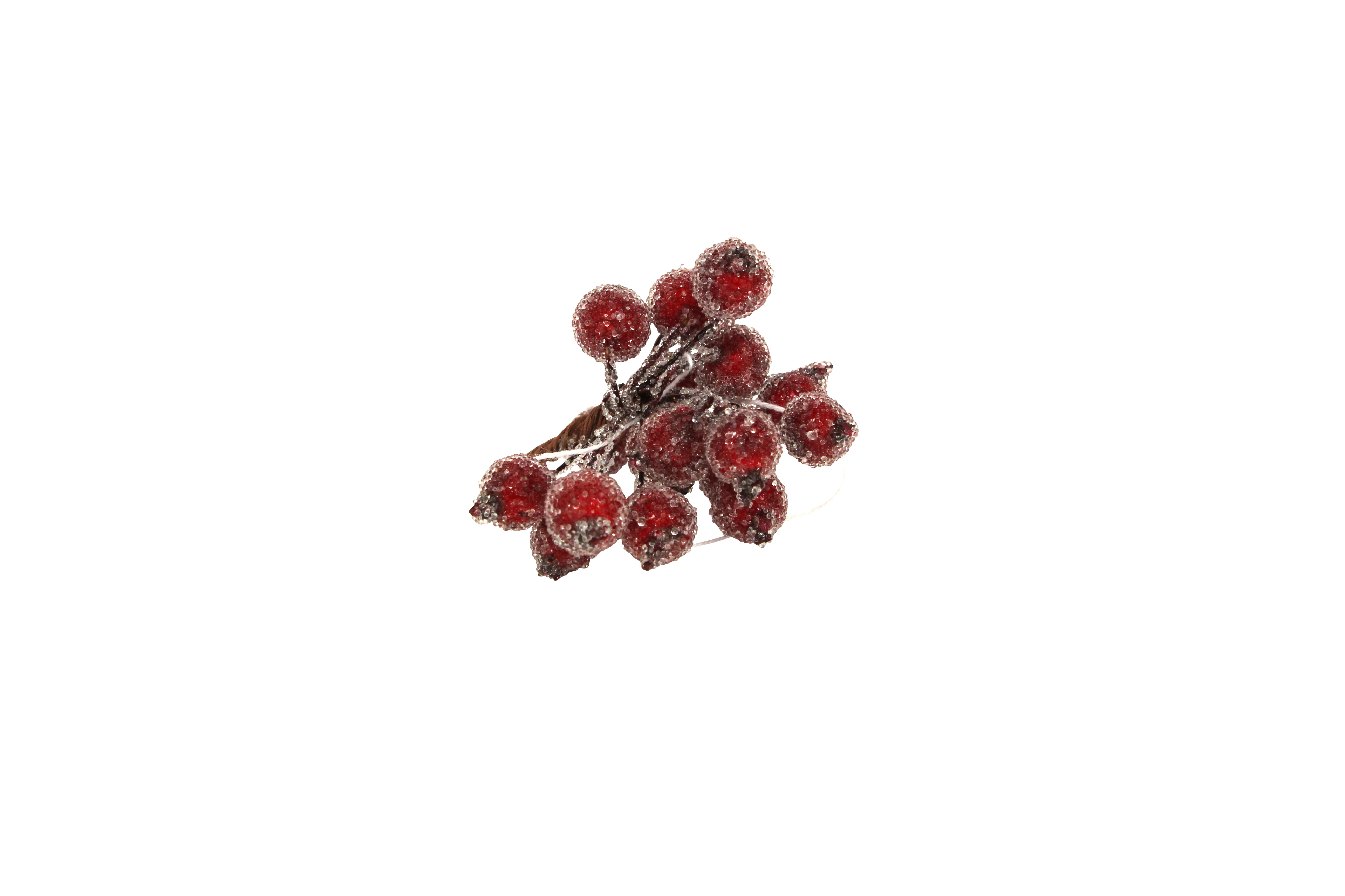 Frosted Holly Berry Bunch - 7cm