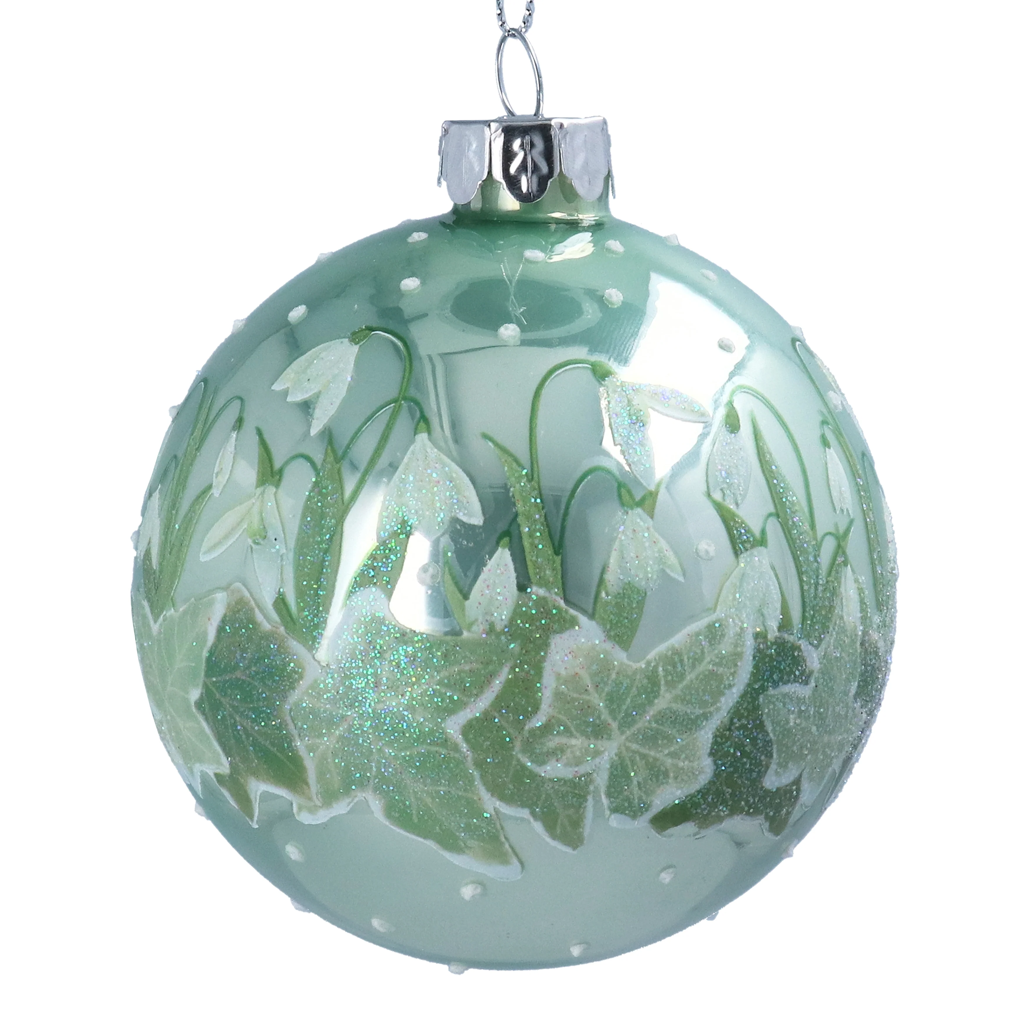 Pearl Sage Green w Snowdrops & Ivy Glass
