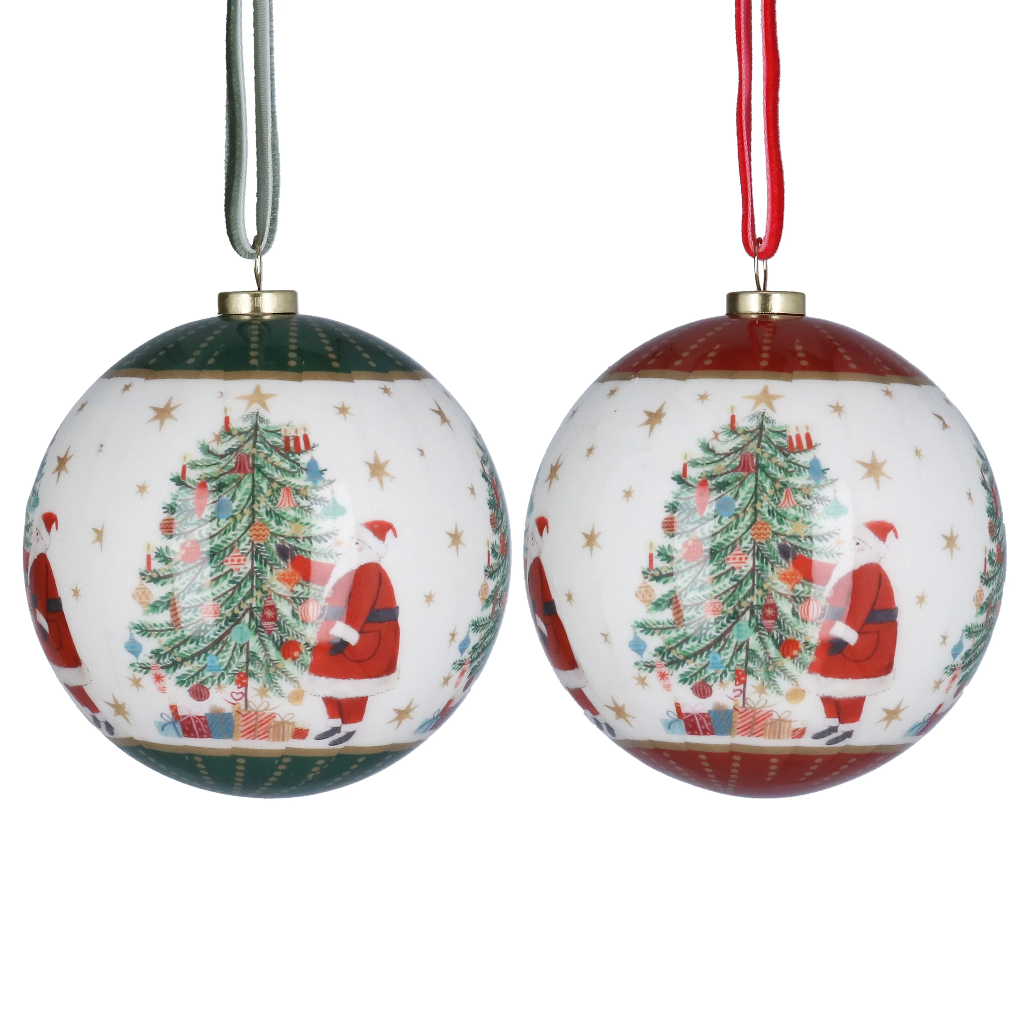 Red/Green Santa/Tree Polyfoam Ball Dec