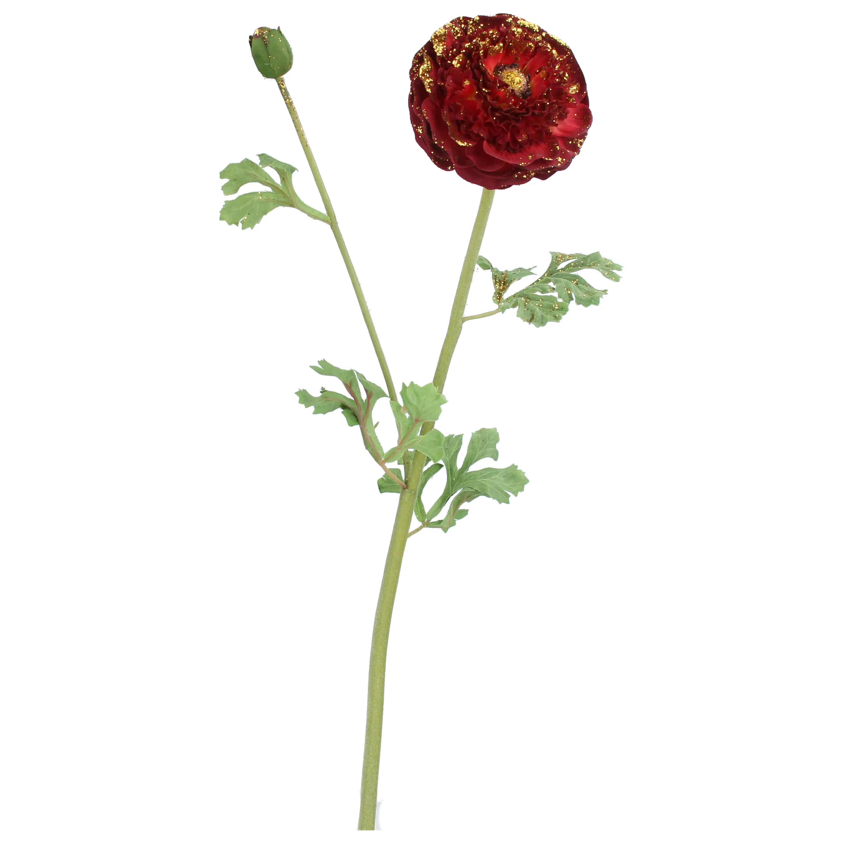 Red Ranunculas w Gold Glitter Stem