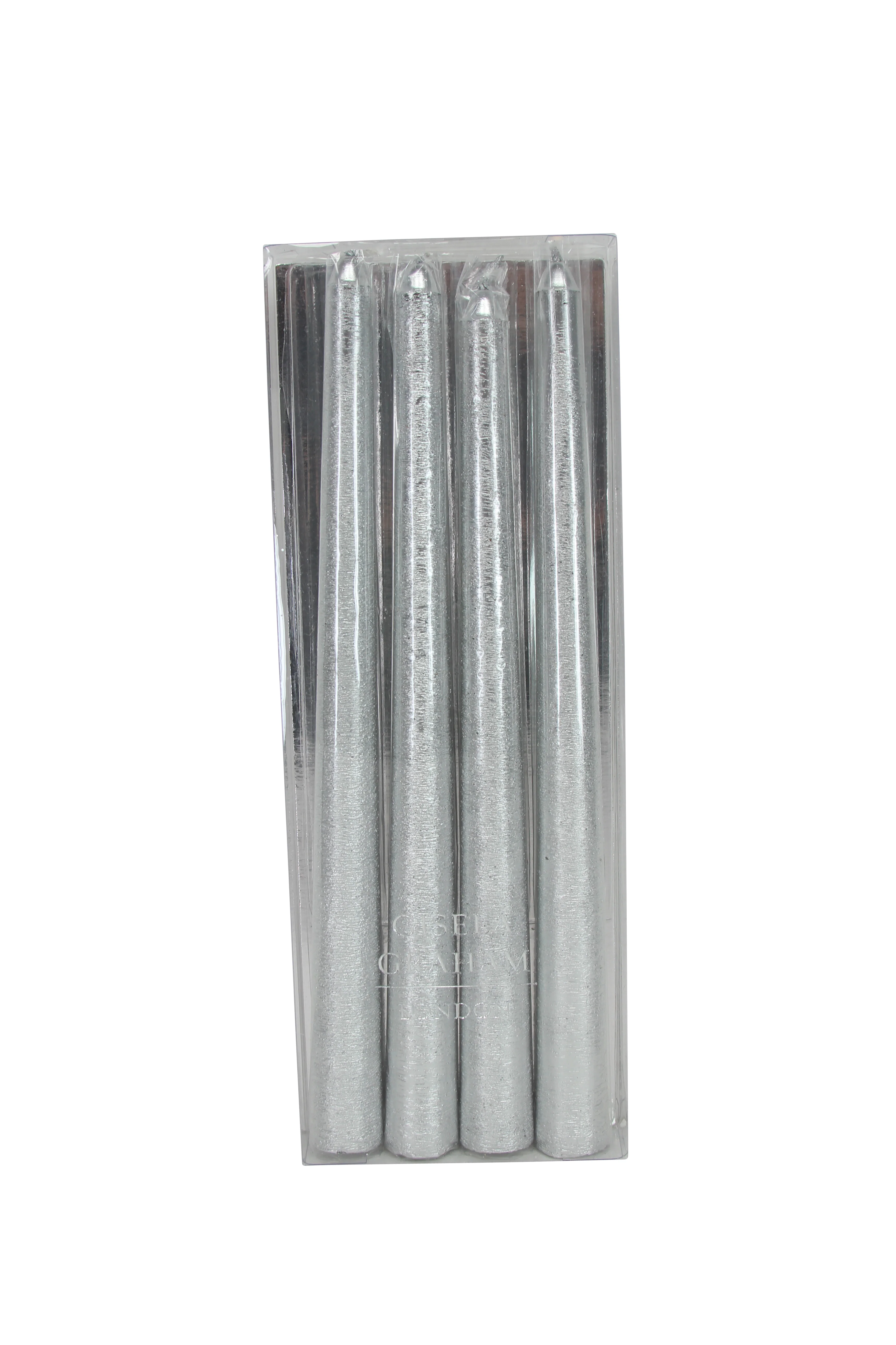 Silver Dipped Wax Taper Candle, Pack/4,