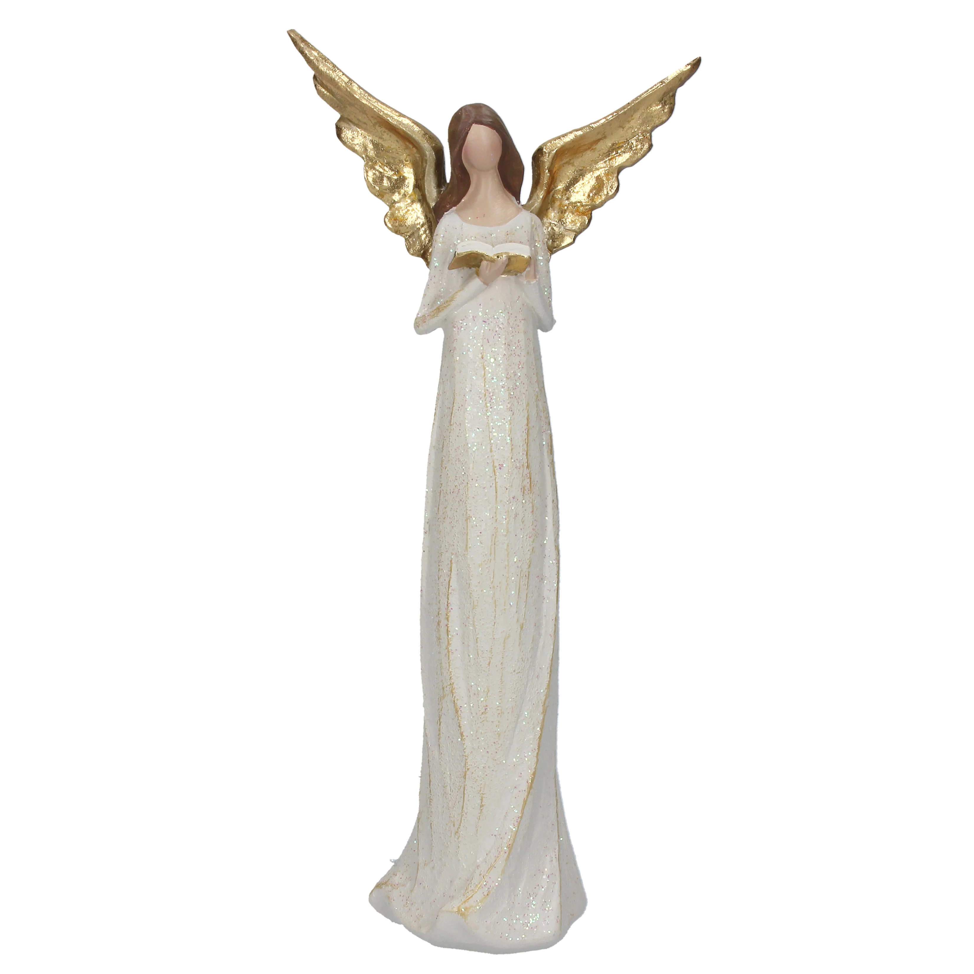 Tall Cream Resin Angel Orn, Med